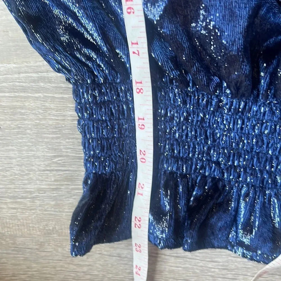 Ramy Brook Blue Shimmer Velvet Blouse - Picture 9 of 9